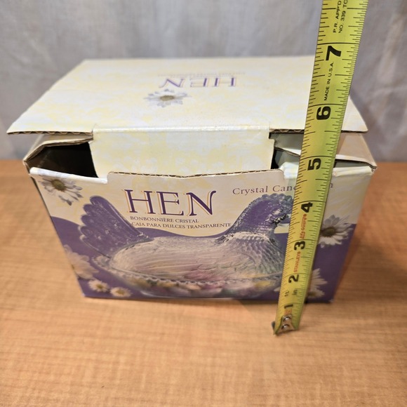 Hen Crystal Candy Dish Clear Chicken 5" Transparent No Damage with Box Farm - Picture 6 of 9